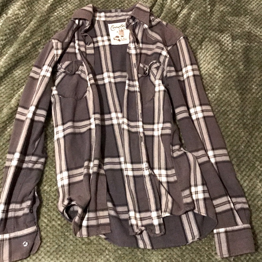 Grey and white plaid flannel